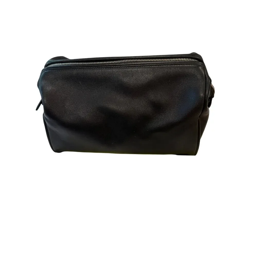 Coach black leather toiletry bag